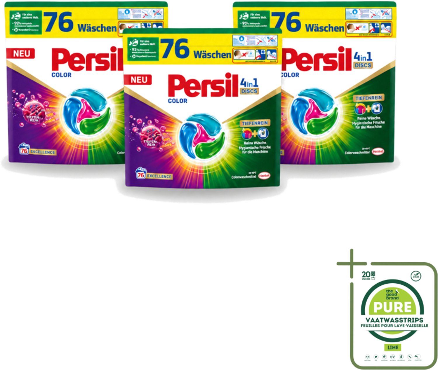 3 x Persil – Wasmiddel Discs 4-in-1 – Color - 76 Capsules - Grootverpakking - Vaatwasstrips - Wasmiddel - Kleuren Beschermen - Vlekken Verwijderen - Wasdiscs - Gekleurde Was