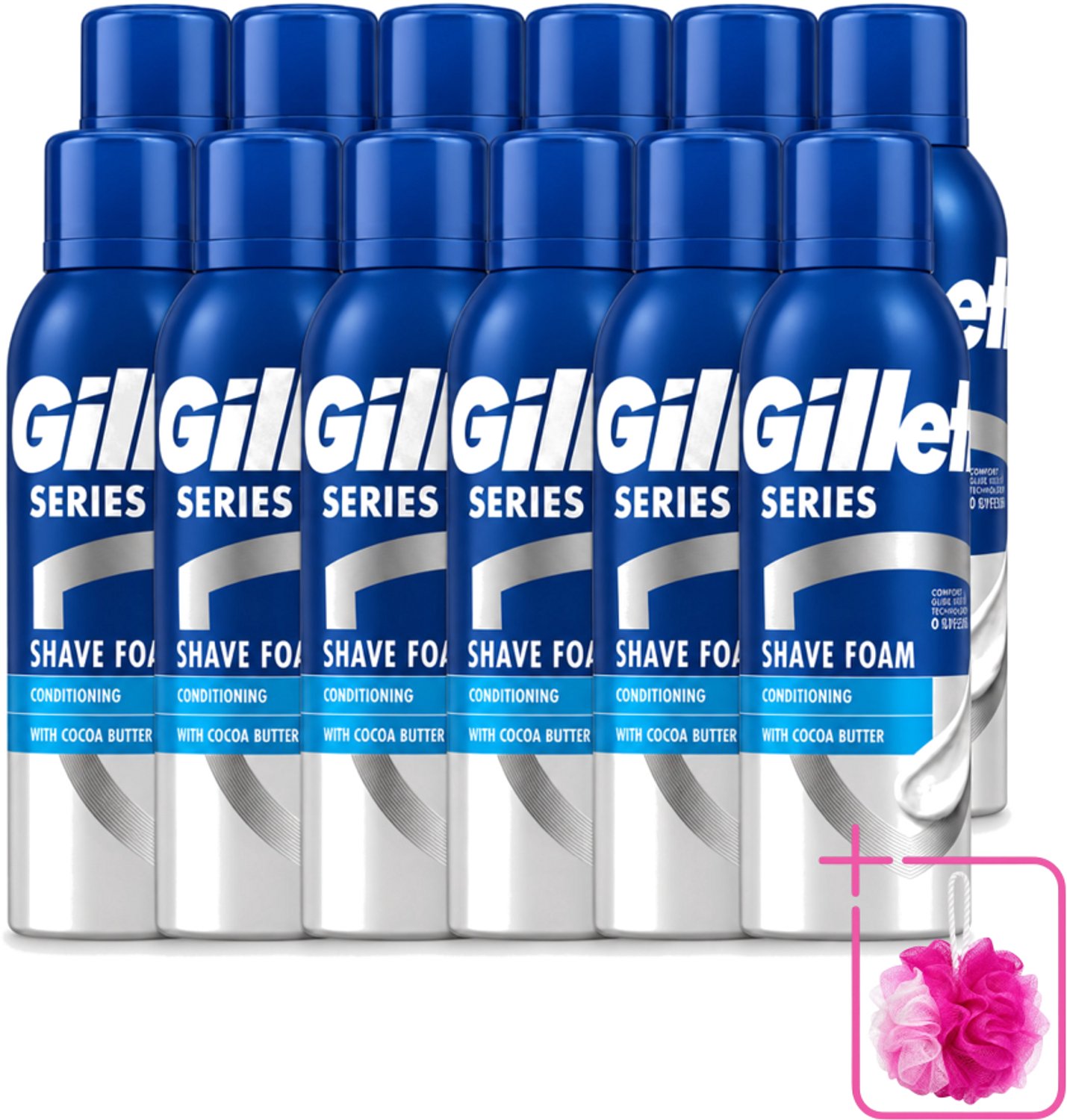 12 x Gillette - Series - Scheerschuim - Met Cacaoboter - 250 ml - Bulkverpakking - Scheerbeurt - Scheerschuim
