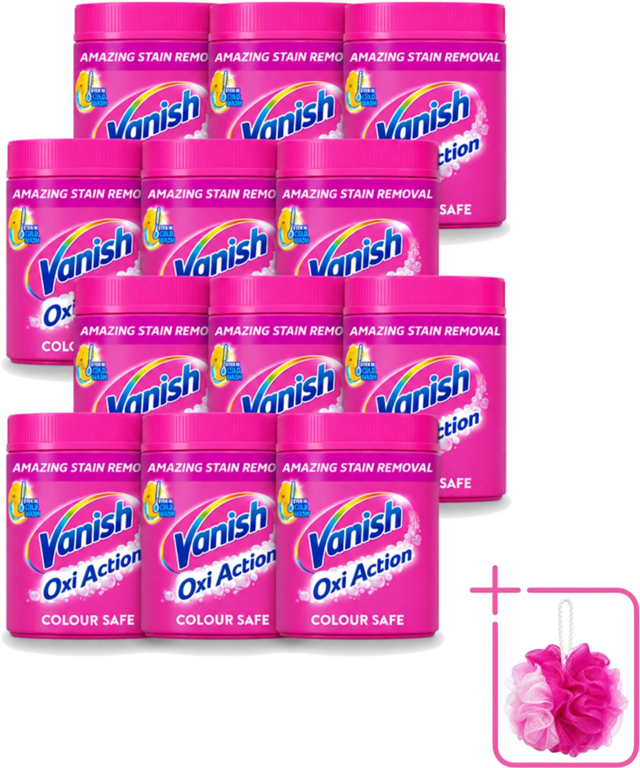 12 x Vanish Oxi Action Pink - Vlekkenverwijderaar - Wasbooster - Zonder Bleek - 1.12 Kg - Bulkverpakking - Vlekkenverwijderaar - Douchemop - Wasbooster