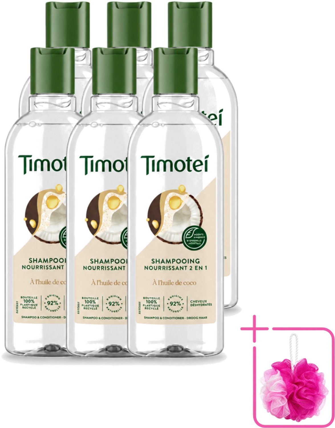 6 x Timotei - Shampoo - Nourrissant - 2in1 - 300ml - Bulkverpakking - Shampoo haar verzorging - Douchemop - Haar reinigen