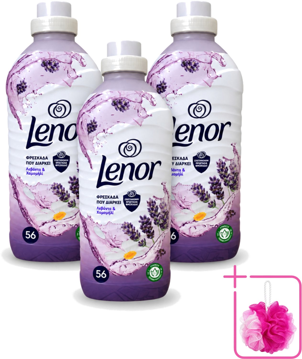 3 x Lenor – Wasverzachter – Lavender & Kamille – 56 Wasbeurten – 1176 ml - Bulkverpakking - Wasverzachter - Douchemop - Lavendel