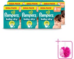 6 x Pampers – Luiers – Baby Dry Maat 3 – 150 Luiers - Bulkverpakking - Baby-dry luiers - Douchemop - Lekken voorkomen