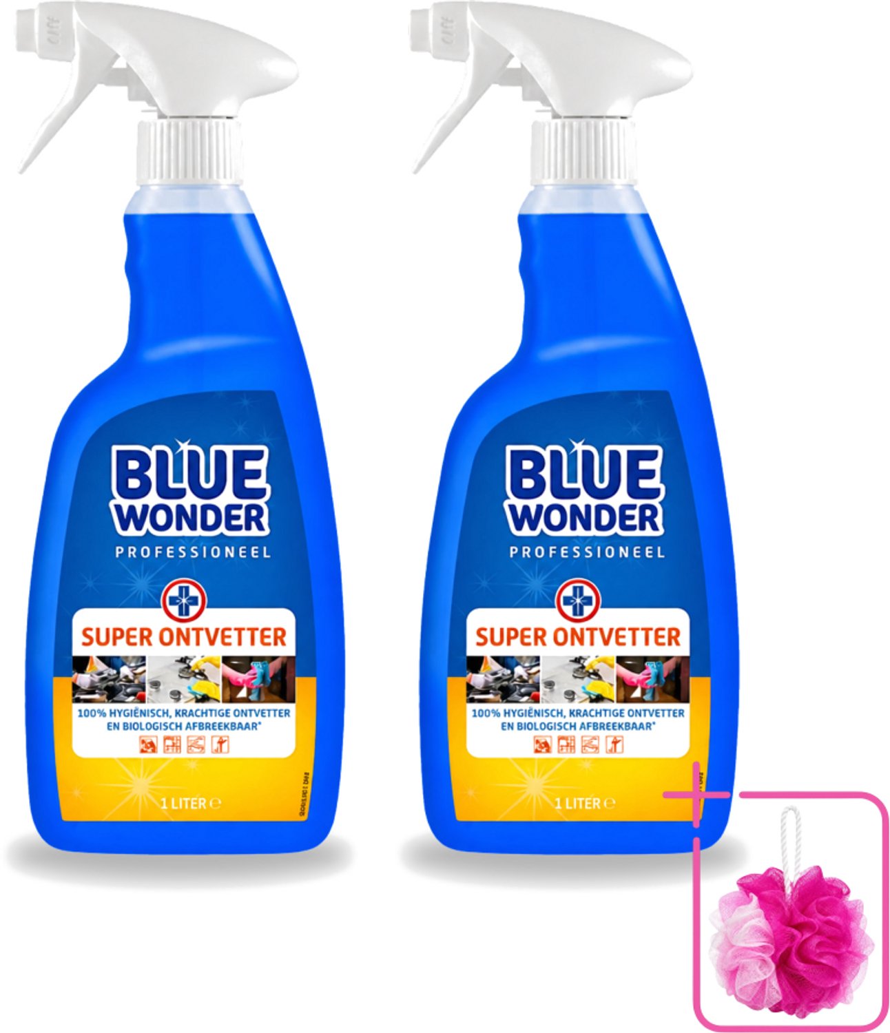 2 x Blue Wonder - Professioneel Superontvetter - Spray - Krachtige Ontvetter - 1 Liter - Bulkverpakking - Ontvettingsmiddel - Superontvetter