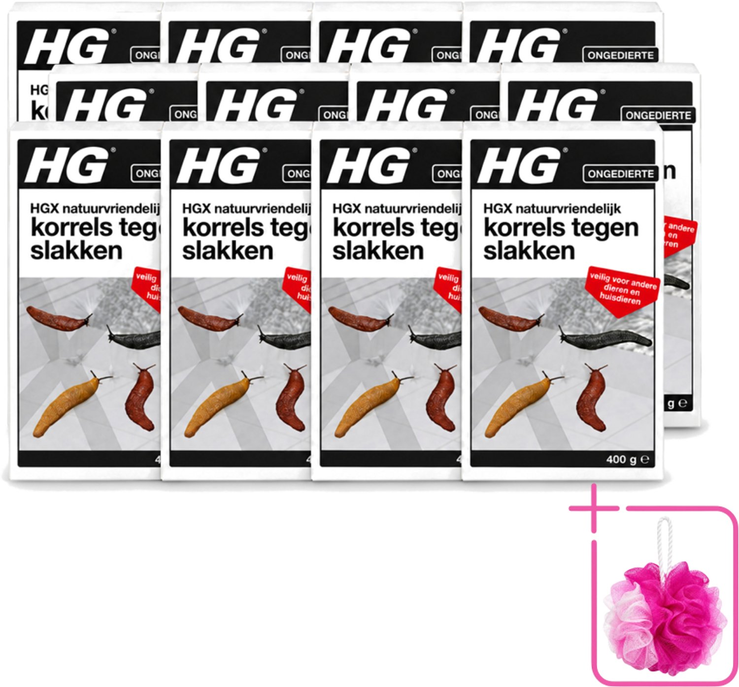 12 x HG X - Natuurvriendelijke Korrels tegen Slakken - Effectieve Bestrijding - 400 g - Bulkverpakking - Slakkenbestrijding - Douchemop - Natuurlijke korrels