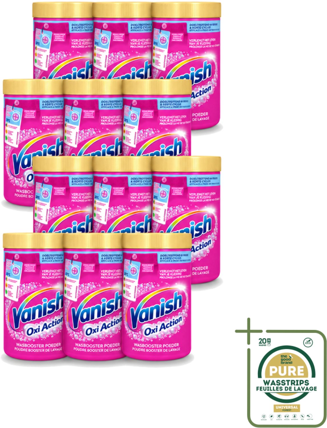 12 x Vanish Oxi Action - Vlekkenverwijderaar - Wasbooster - Gekleurde Was - 1.5 Kg - Wasstrips - Vlekkenverwijderaar - Wasbooster - Gekleurde Was - Kleuroverdracht - Geurneutraliseren