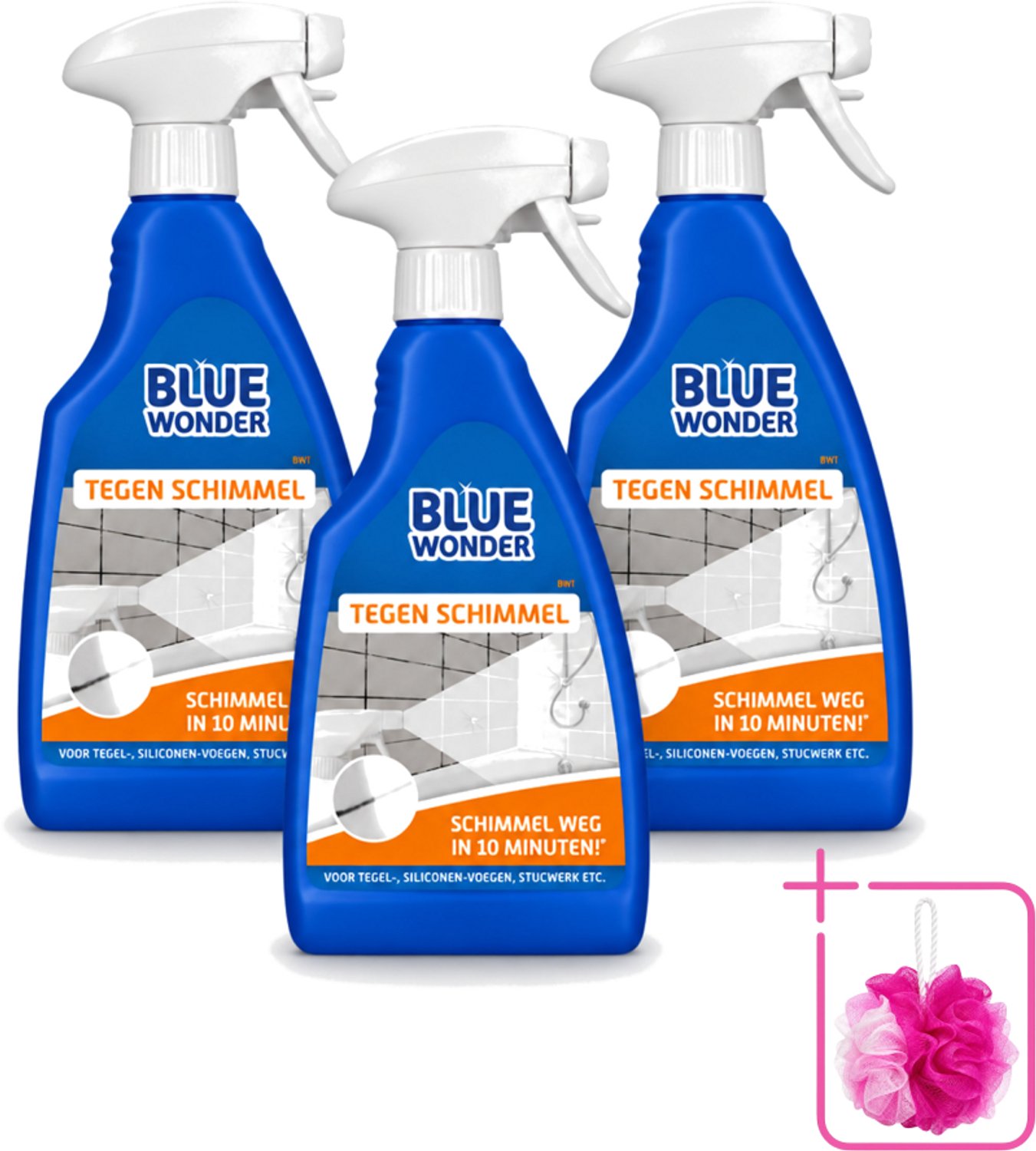 3 x Blue Wonder - Speciaalreiniger tegen Schimmel - Sprayfles - 500 ml - Bulkverpakking - Schimmel reinigen - Schimmel weg
