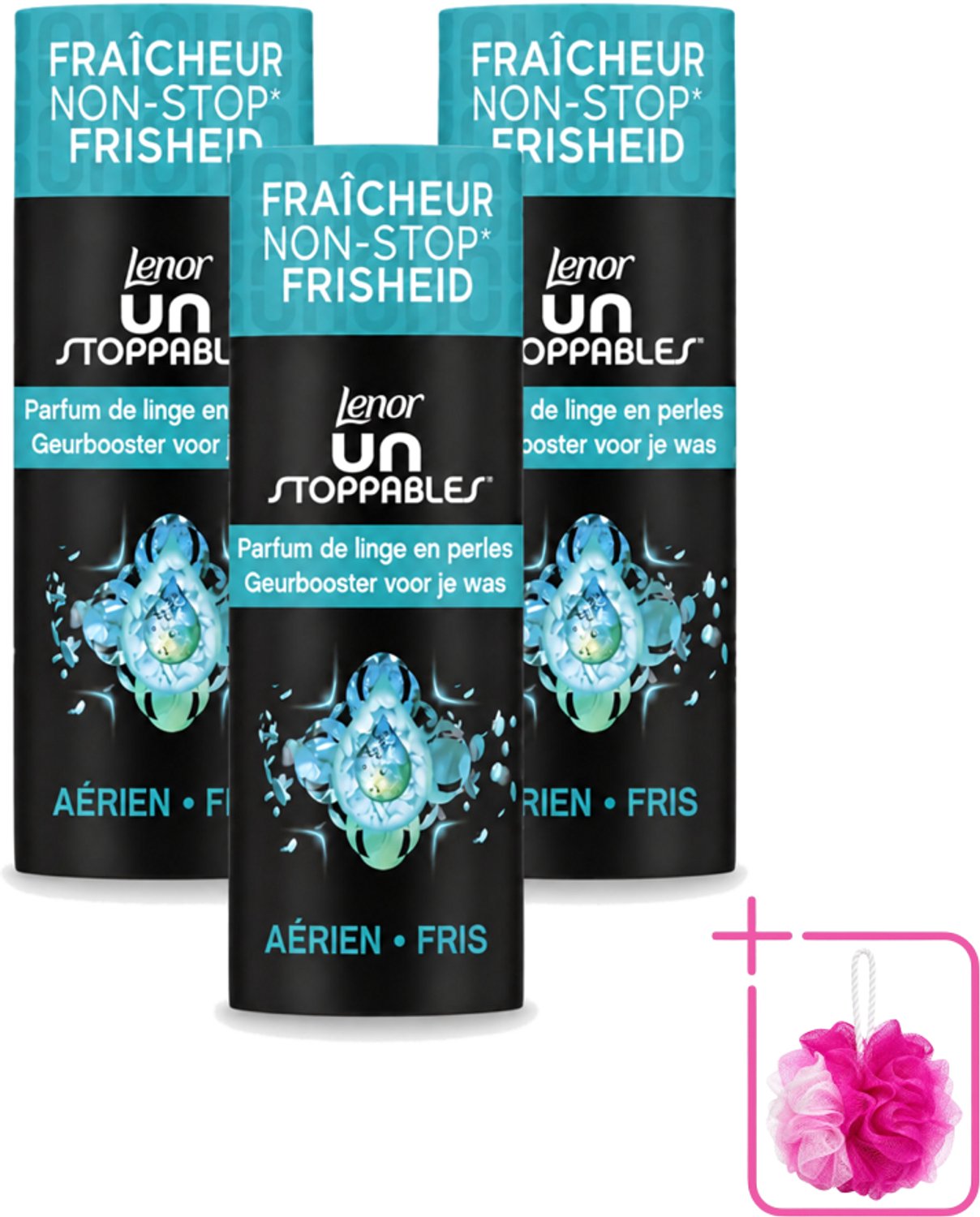 3 x Lenor Unstoppables - Geurbooster - Fris - 13 Wasbeurten - Bulkverpakking - Geurbooster - Douchemop - Frisheid
