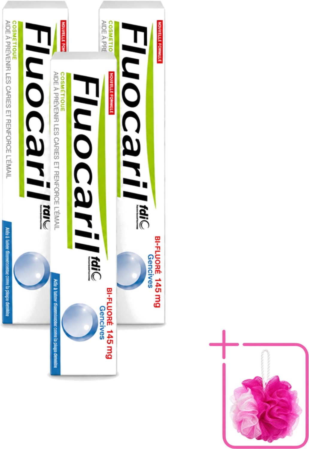 3 x Fluocaril - Tandpasta - Met Fluoride - 75 ml - Bulkverpakking - Fluoride tandpasta - Douchemop - Tanden beschermen