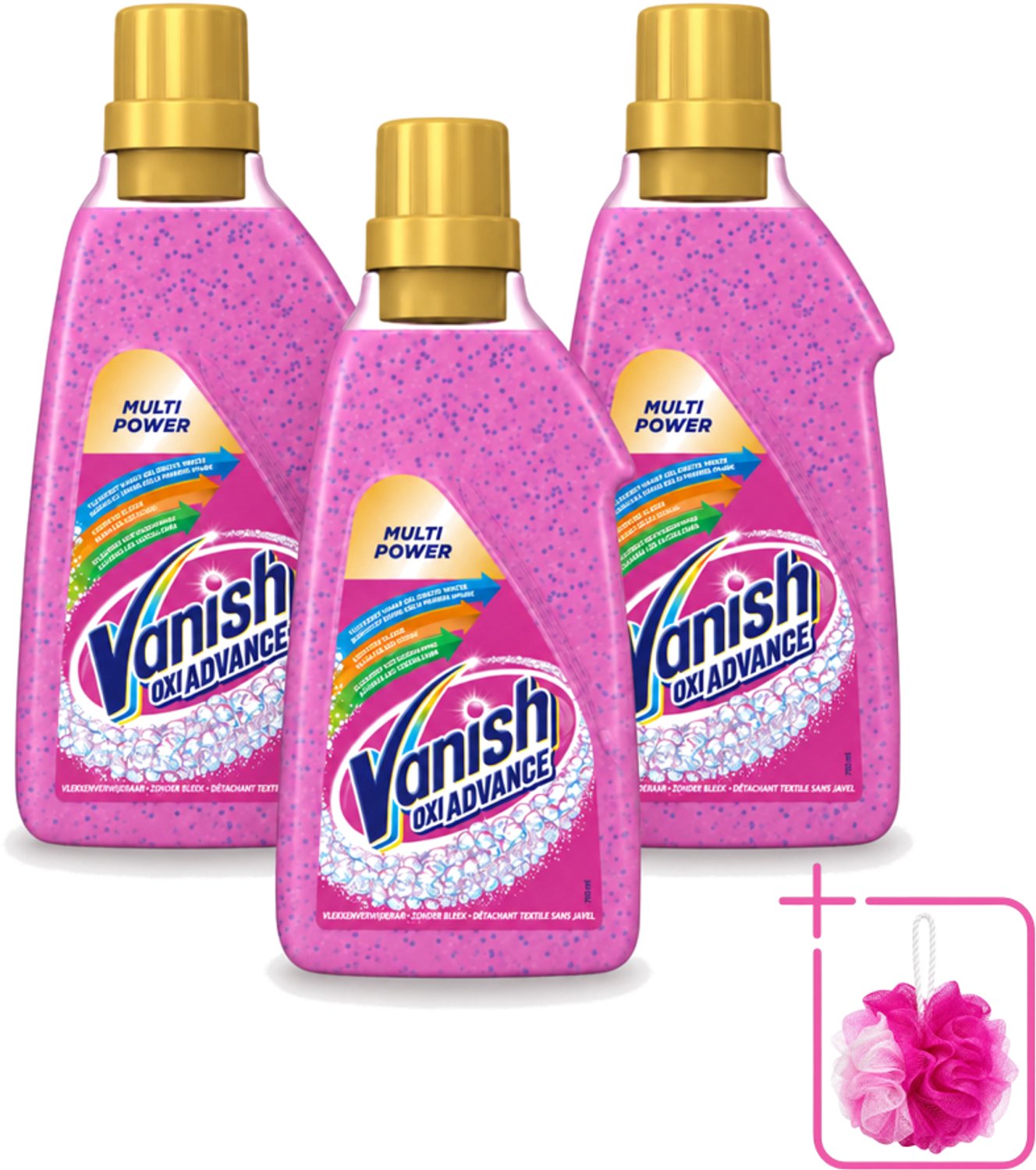 3 x Vanish Oxi Advance - Vlekkenverwijderaar Gel - Zonder Bleek - Gekleurde Was - 750 ml - Bulkverpakking - Vlekverwijderaar - Douchemop - Wasmiddel