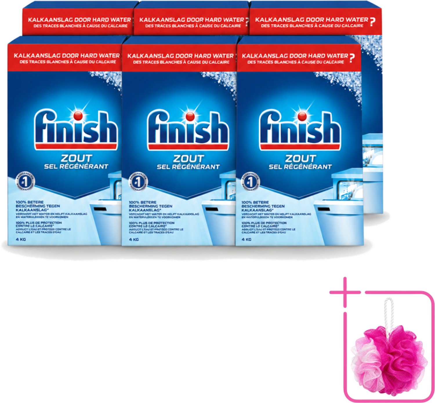 6 x Finish - Vaatwasmachine Zout - Anti-Kalk & Anti-Corrosie - 4 kg - Bulkverpakking - Vaatwasmachine zout - Douchemop - Kalkvoorkomend