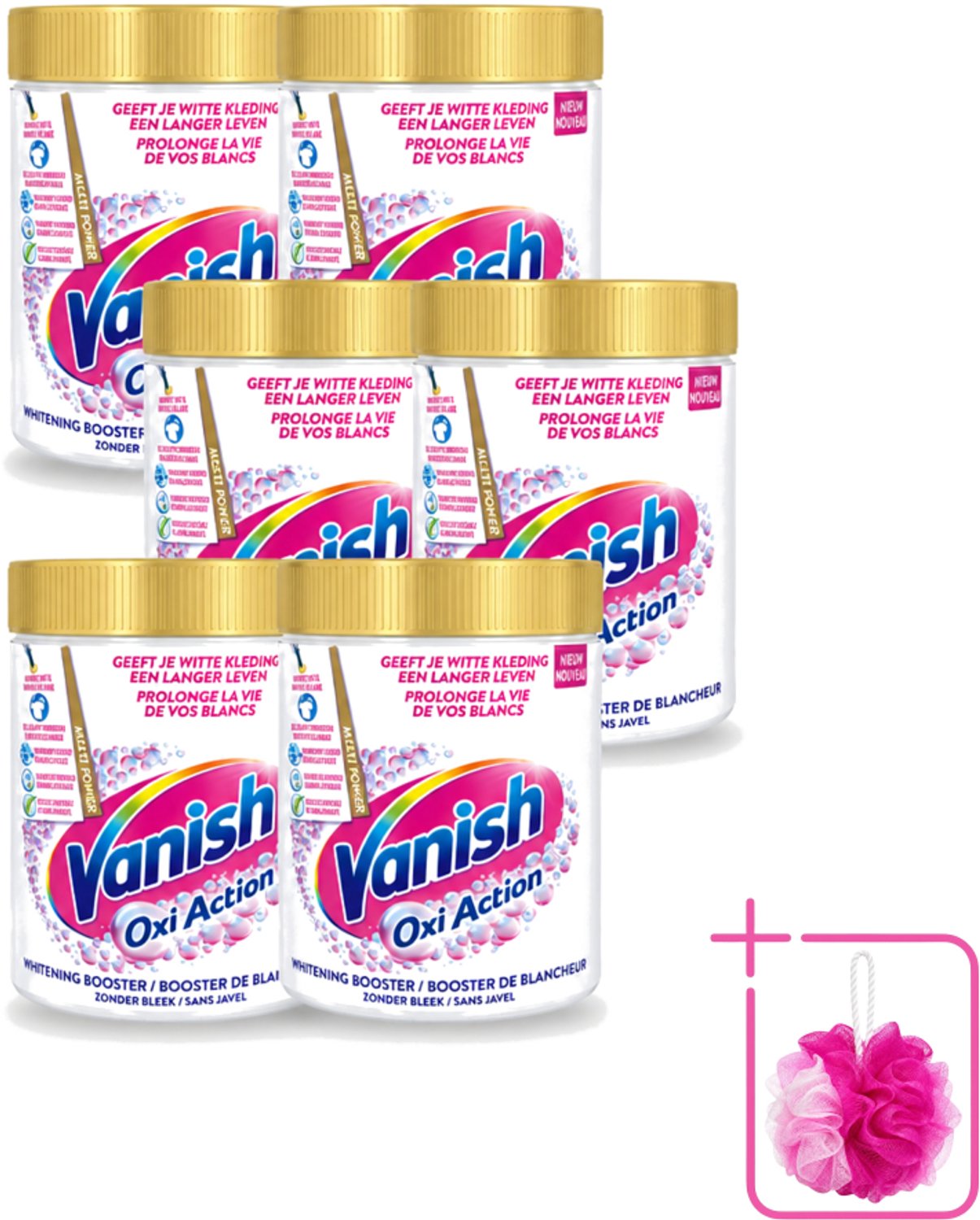 6 x Vanish Oxi Action - Vlekkenverwijderaar - Wasbooster - Zonder Bleek - Witte Was - 1 Kg - Bulkverpakking - Vlekkenverwijderaar - Douchemop - Witte was