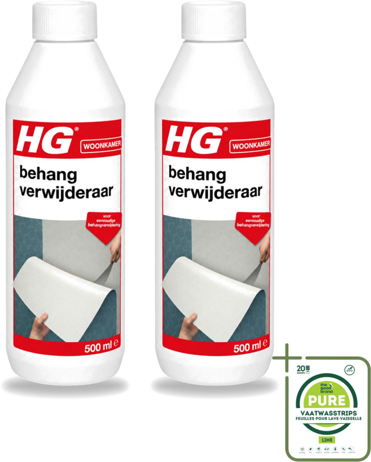 2 x HG - Behangverwijderaar - Voor Eenvoudige Behangverwijdering - 500 ml - Grootverpakking - Vaatwasstrips - Behangverwijderaar - Behanglijm Verwijderen - Behang Verwijderen - Behang Reinigen - Behang Oplossen