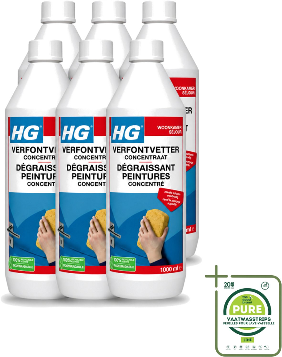 6 x HG - Verf Ontvetter Concentraat - Krachtige Ontvetter - 1L - Grootverpakking - Verf Ontvetter - Ontvettingsmiddel - Vetvrij Maken - Schilderen Voorbereiden - Schuren Vermijden