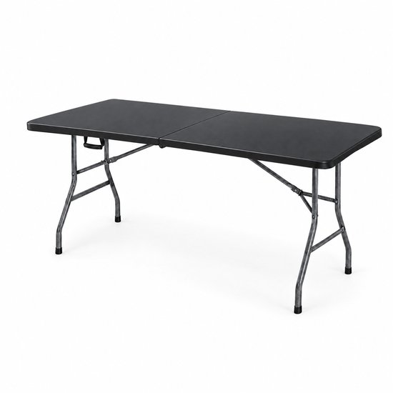 Inklapbare Tafel – Klaptafel 180 x 74 x 74 cm – Vouwtafel, Campingtafel, Tuintafel, Buffettafel & Partytafel – 6 tot 8 Personen – Opvouwbaar tot Koffer met Draaghandvat – Weerbestendig – Zwart – Monza Home — afbeelding 2