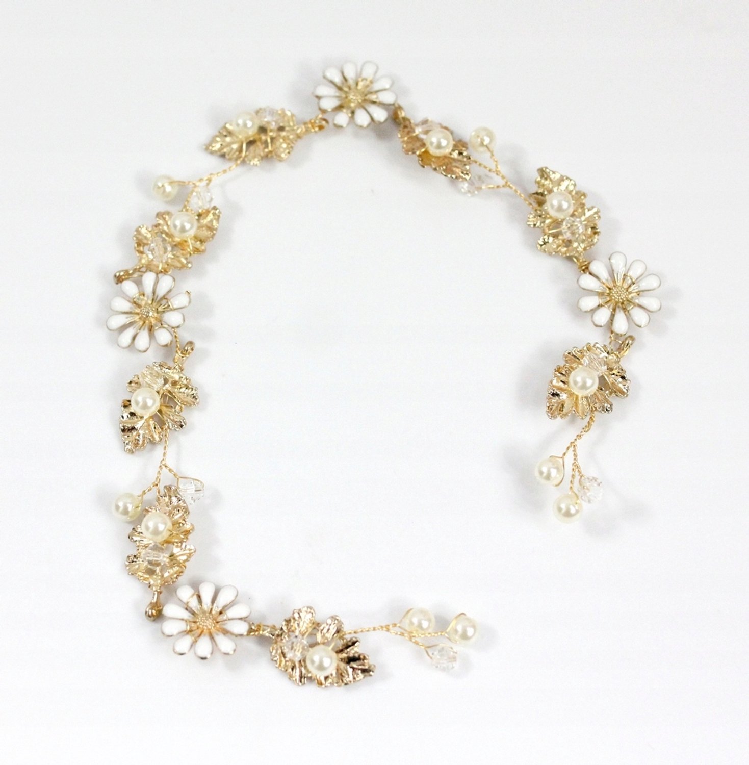 Bruidshaaraccessoire: Goud, Wit, Kristallen & Zirkonia