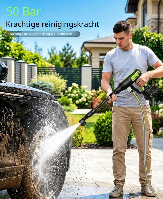 QEVA Hogedrukreiniger Auto - Hogedrukreiniger - Autostoomreiniger - Groen - 10cm x 10cm x 12cm — afbeelding 2