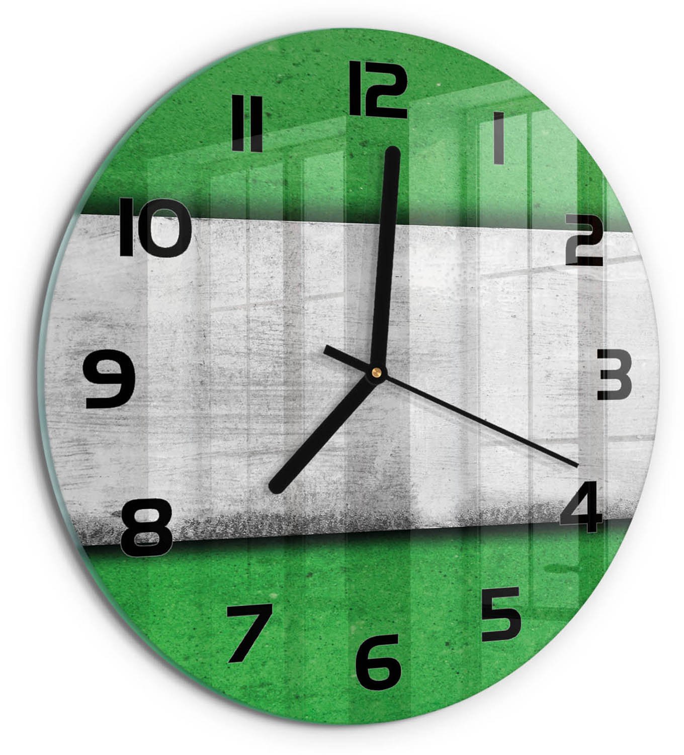 TULUP Wandklok - Groene muur Glazen Klok Met Print - fi30 cm - Groente Wandklok Glas Met Motief - Zwarte handen - Ronde Klok - Wandklok Glas Decoratie - Gekleurde Glazen Klok