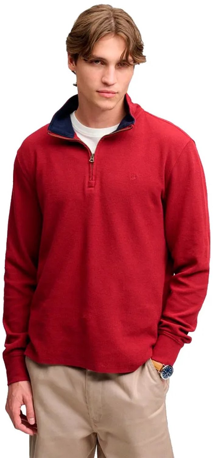 Superdry Garment Dye Rib Sweatshirt Met Halve Rits 2XL Man Cherry Burgundy
