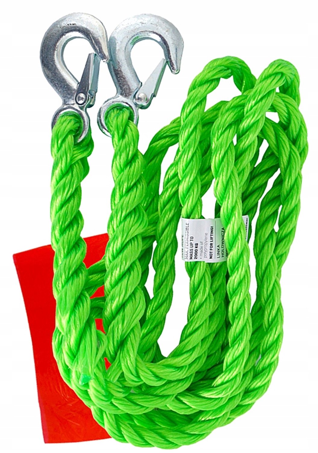 Merkloze sleepkabel 2000kg 4m met haken