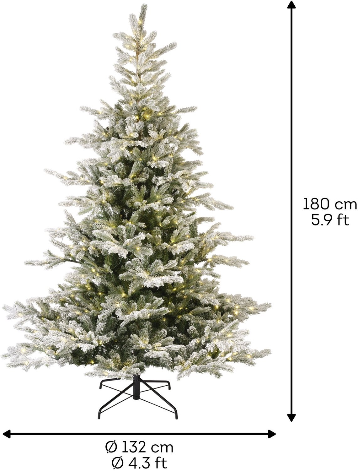 Everlands Grandis Fir verlichte kunstkerstboom besneeuwd groen 180cm, 400 lampjes – foto 3