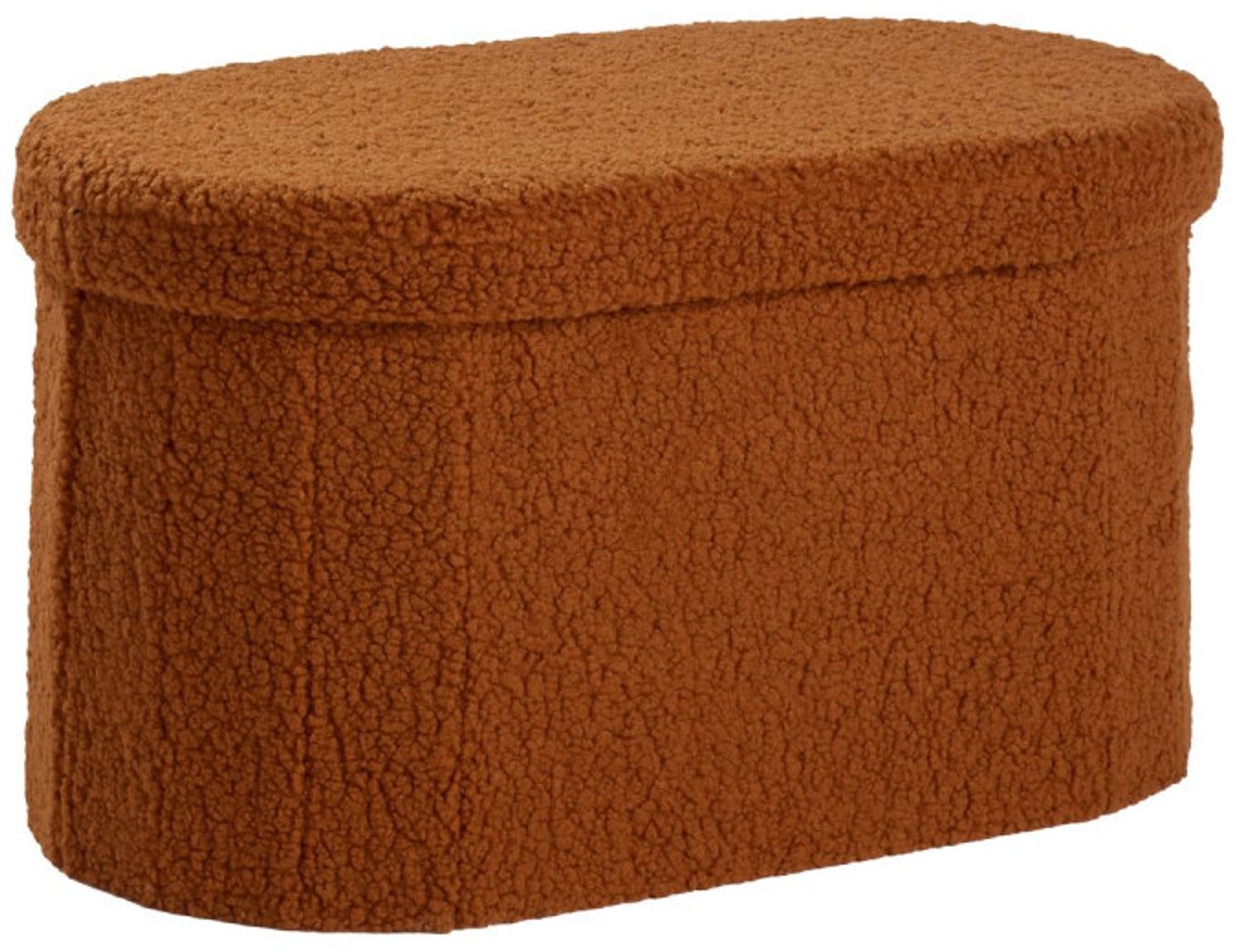 Factory - Opvouwbare ovale bank van bouclé stof, 72 x 39 cm, MOKA - oranje