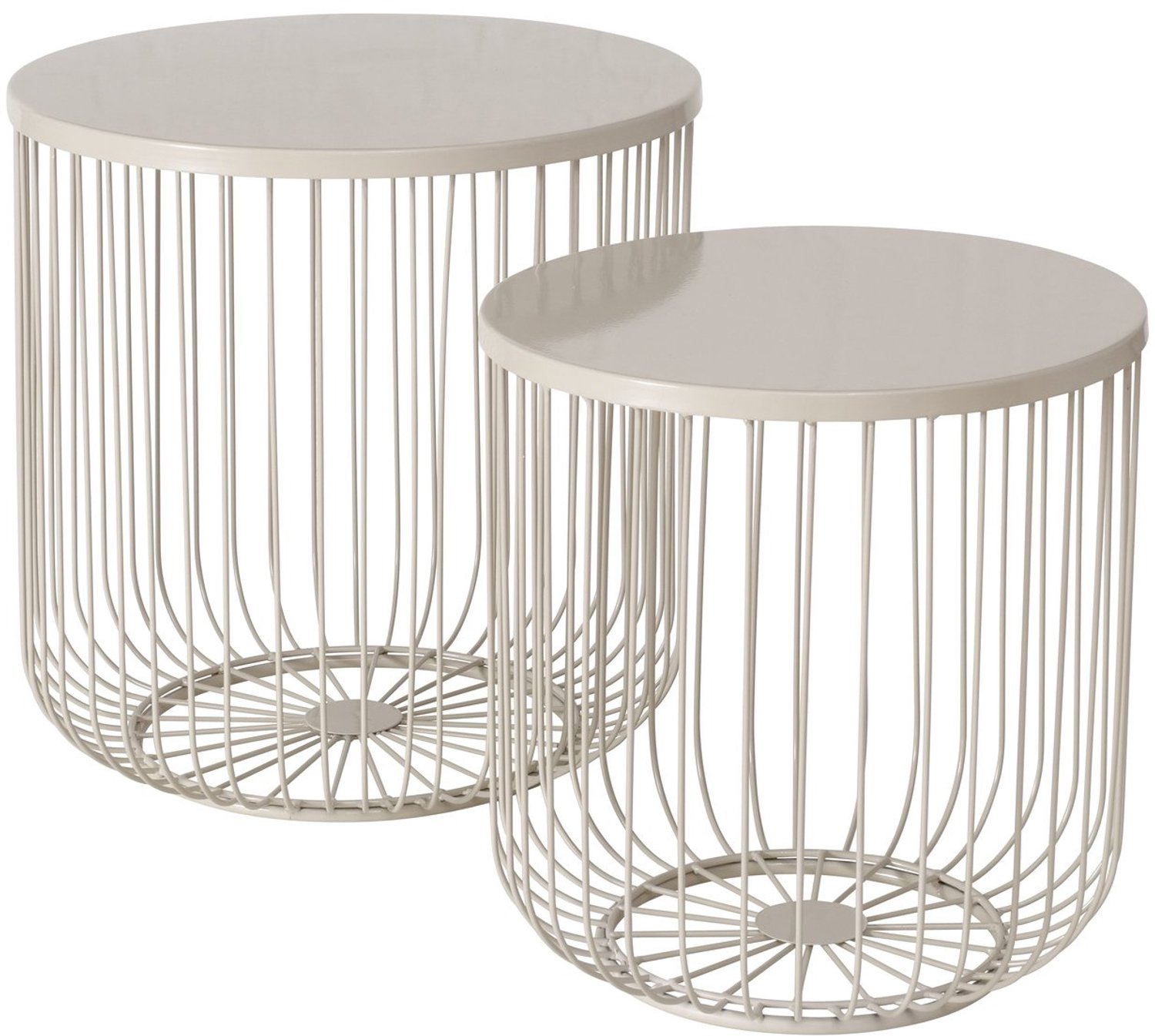 Boltze Home Set van twee metalen tafels CINDY, 41 - 47 cm Beige