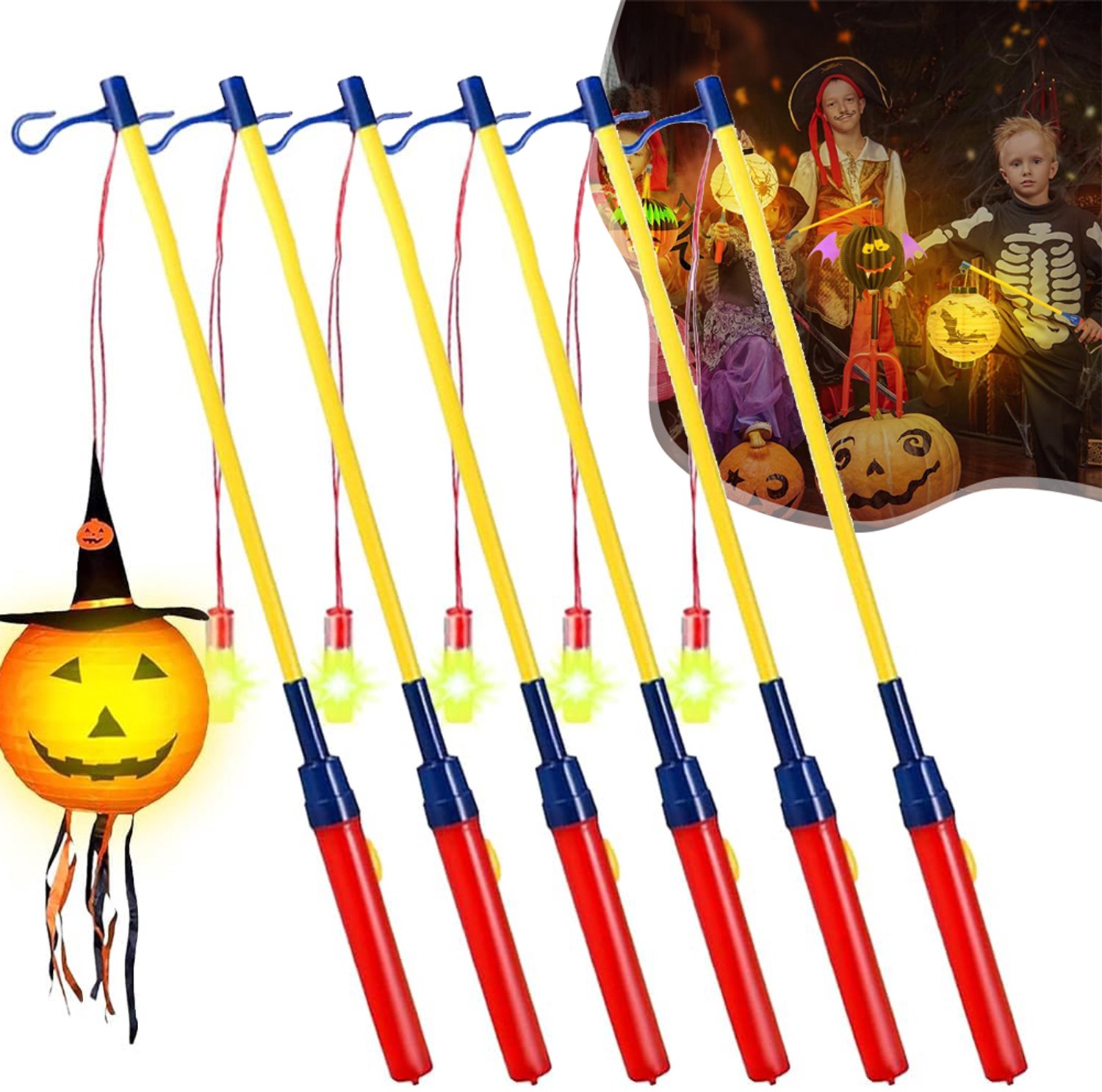 Elektrische LED-Lantaarnsticks - Elektronische Lantaarnstaven - 6-Delige Lantaarnhouder - Voor Sint Maarten/Halloween