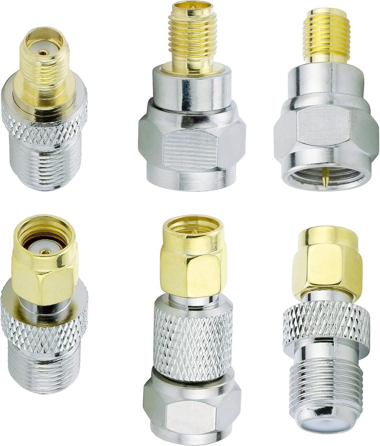 SMA/RP SMA-naar-F-type adapter - 6 stuks - RF-coaxadapter - voor TV-antenne-aansluiting en radio - ServiceTopper