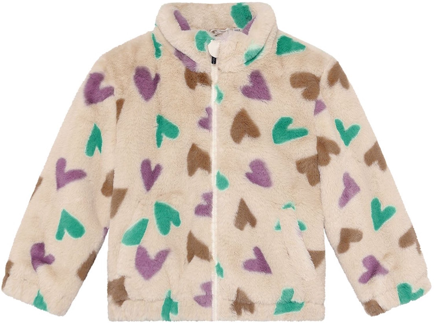 Daily7 - Teddy Jacket Hearts - 2020 Sandshell - Maat 92
