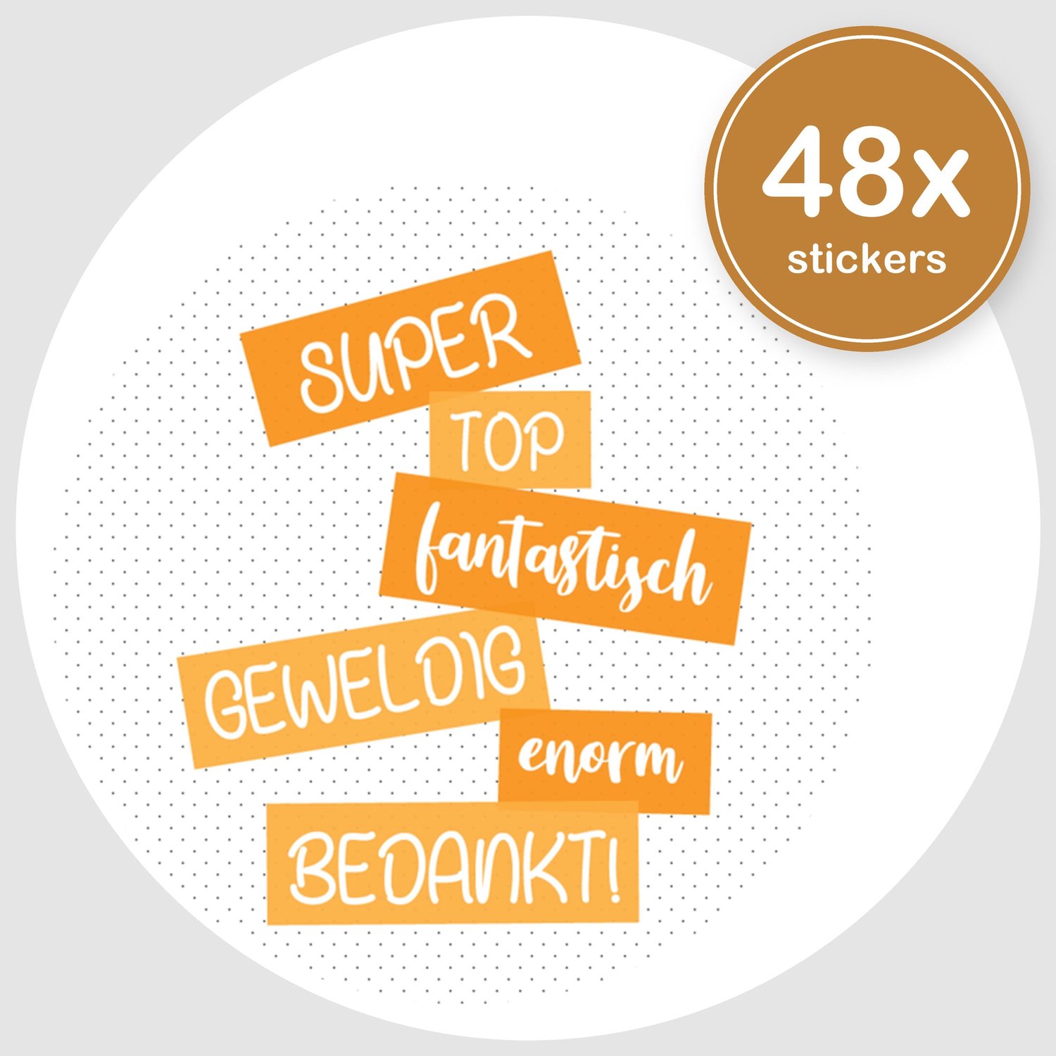 Sluitstickers Bedankt - 48 stuks - Rond 30 mm - Bedankt Stickers - Sluitzegel Envelop - Design 018