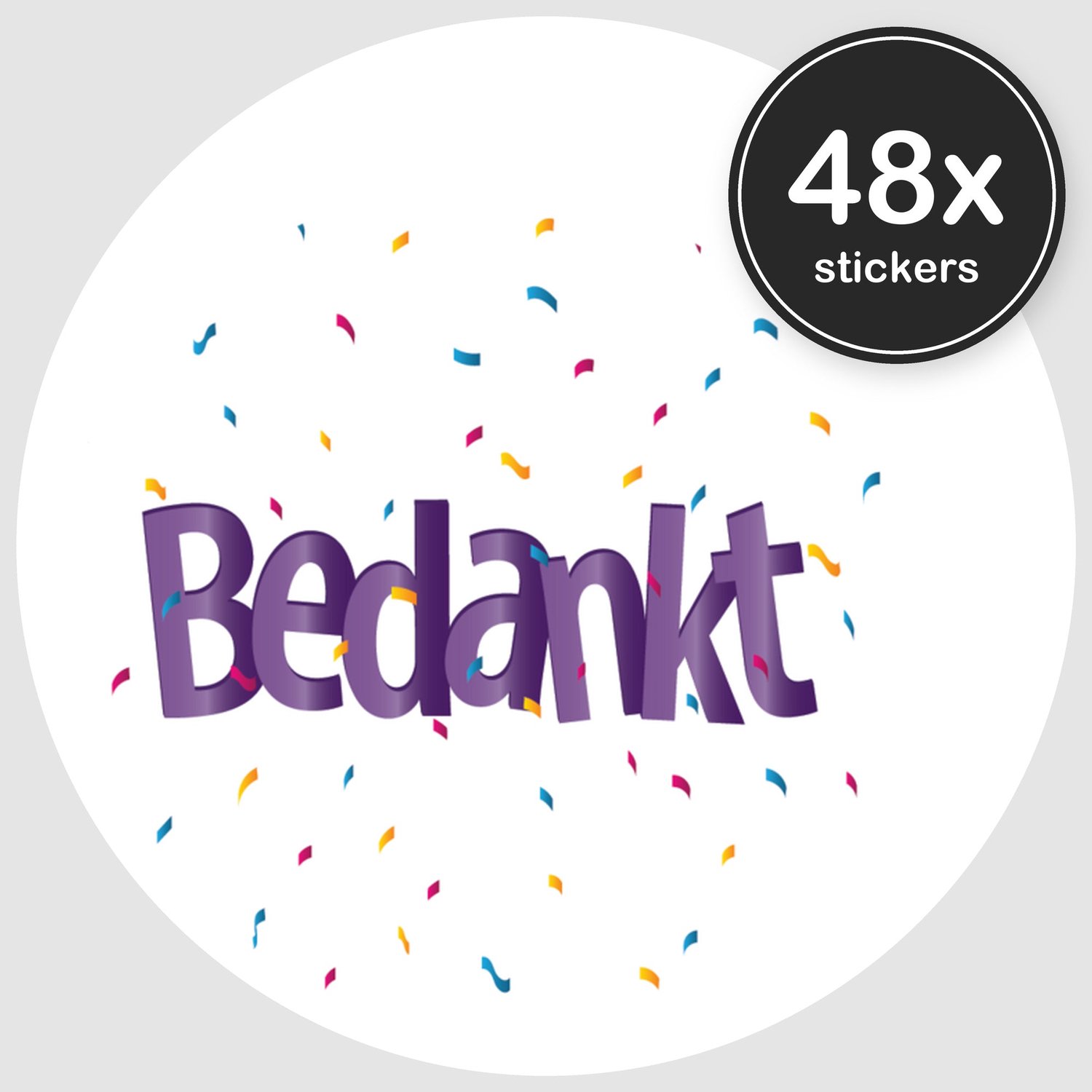 Sluitstickers Bedankt - 48 stuks - Rond 30 mm - Bedankt Stickers - Sluitzegel Envelop - Design 027