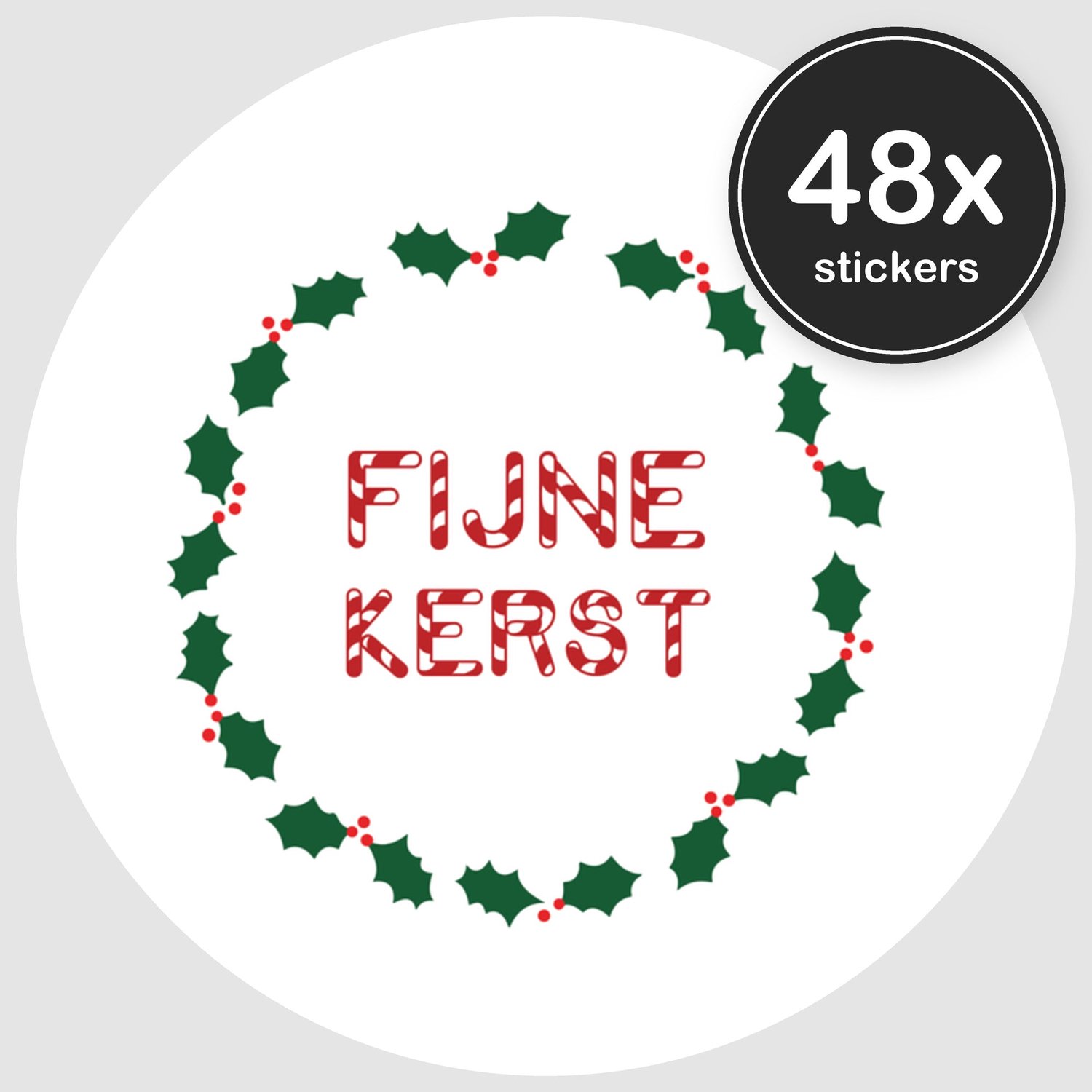 Sluitstickers Kerst - 48 stuks - Rond 30 mm - Kerststickers - Sluitzegel Kerstkaart - Design 019
