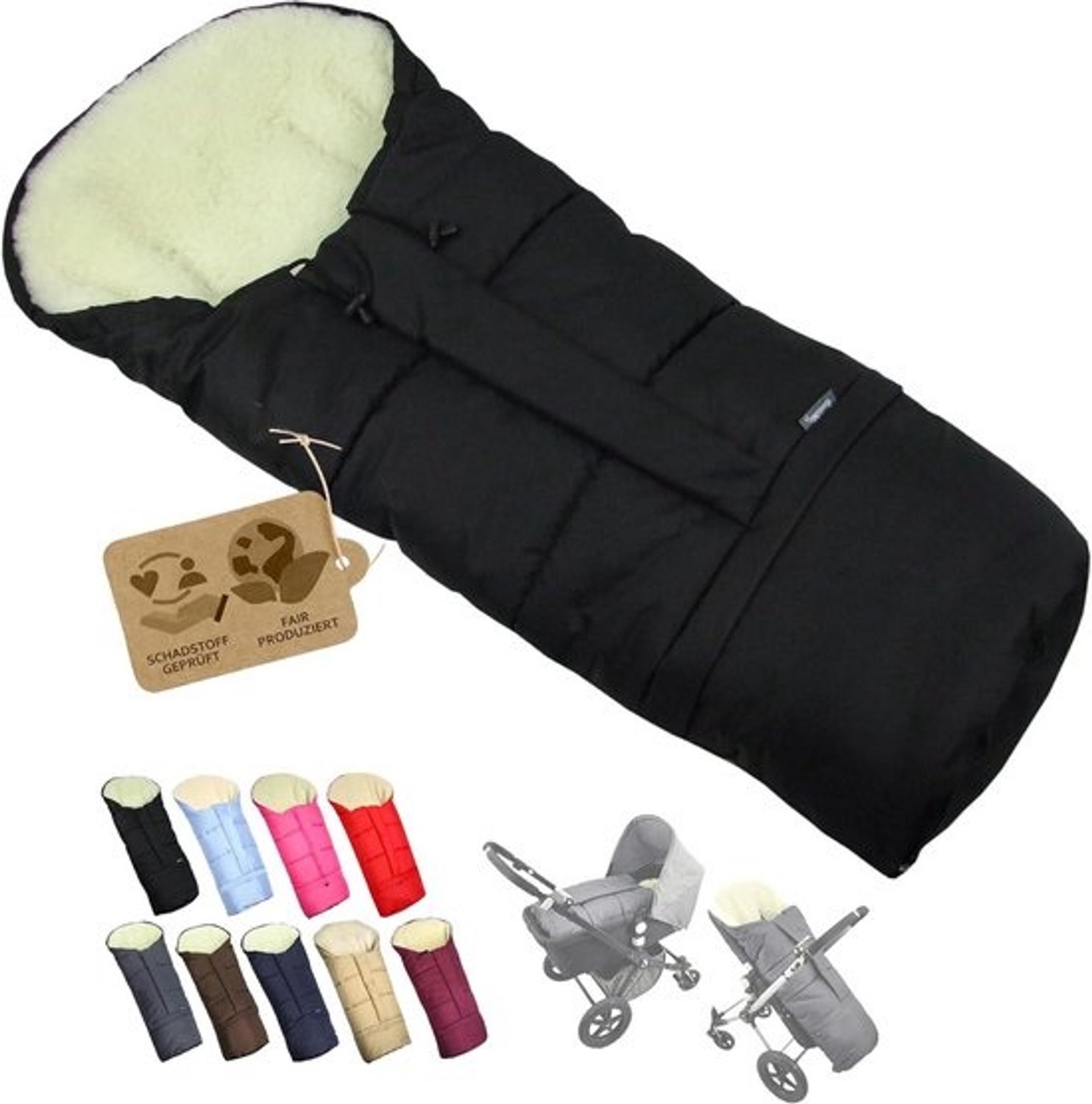 Universele Mummie Winter voetenzak - Lamswol voering - Voor kinderwagen en buggy