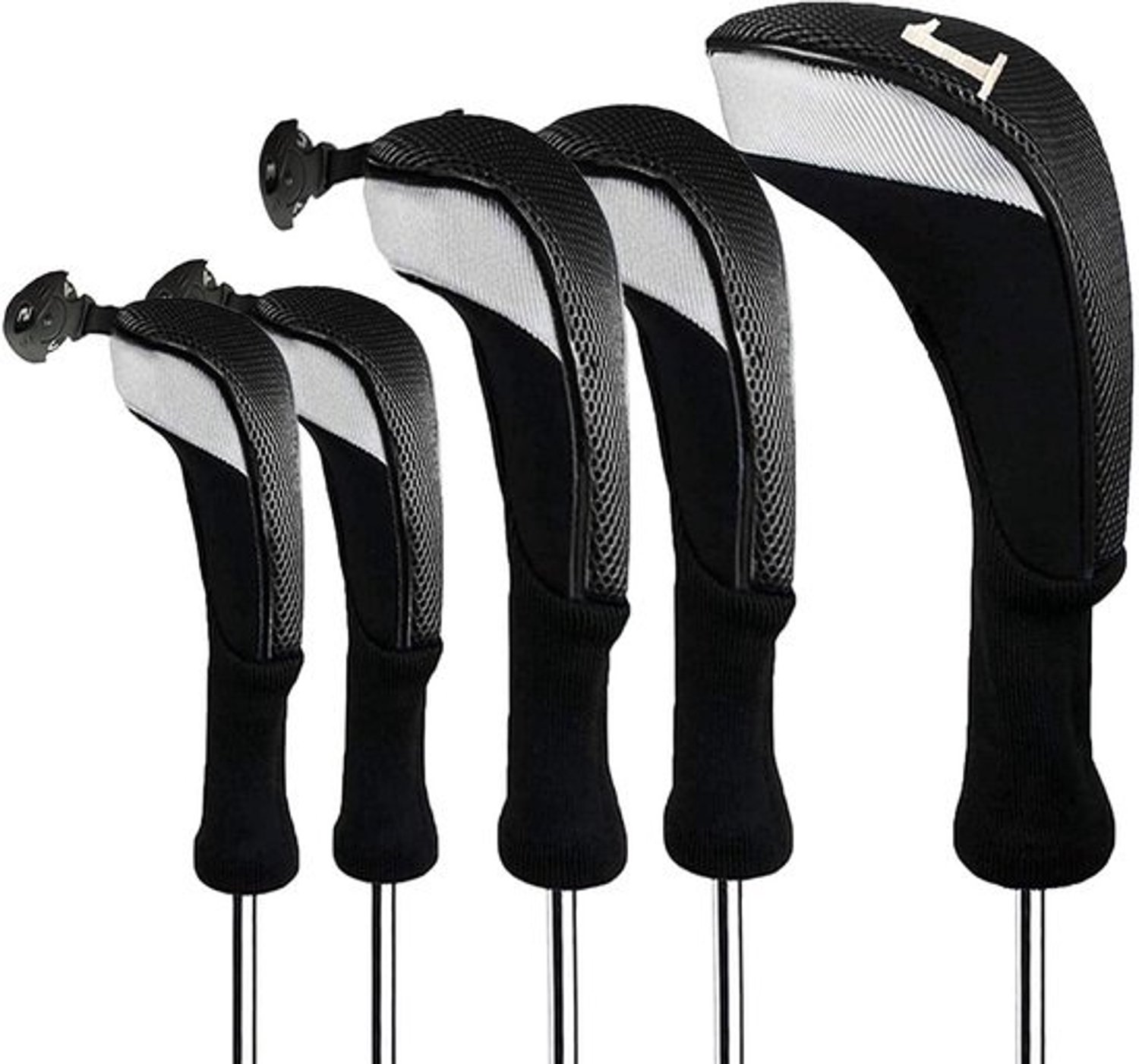 Golf Club Hoofddeksels - Hoesjes voor golfclubs - Clubs beschermen - Verwisselbare nummers - 3 Stuks Set - Zwart