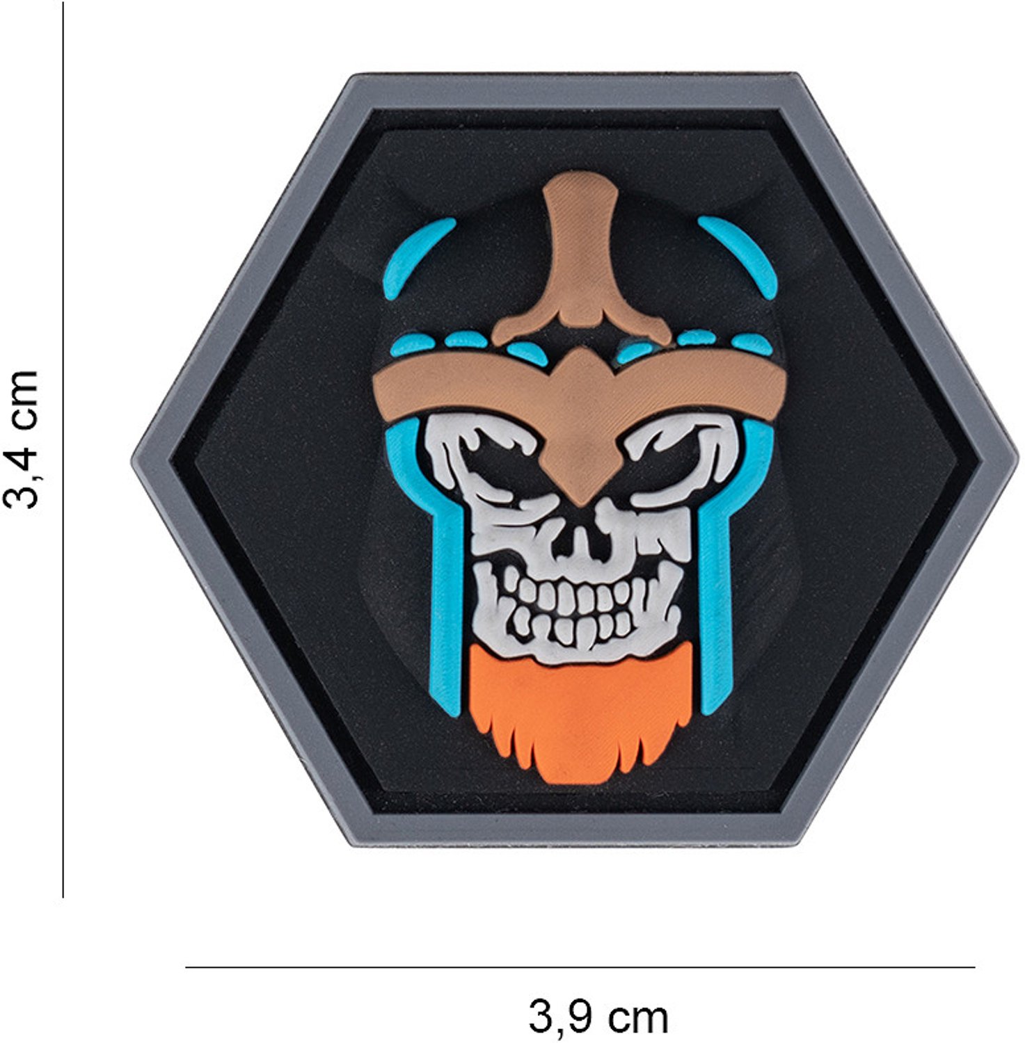 Embleem 3D PVC Hexagon skull viking #8059