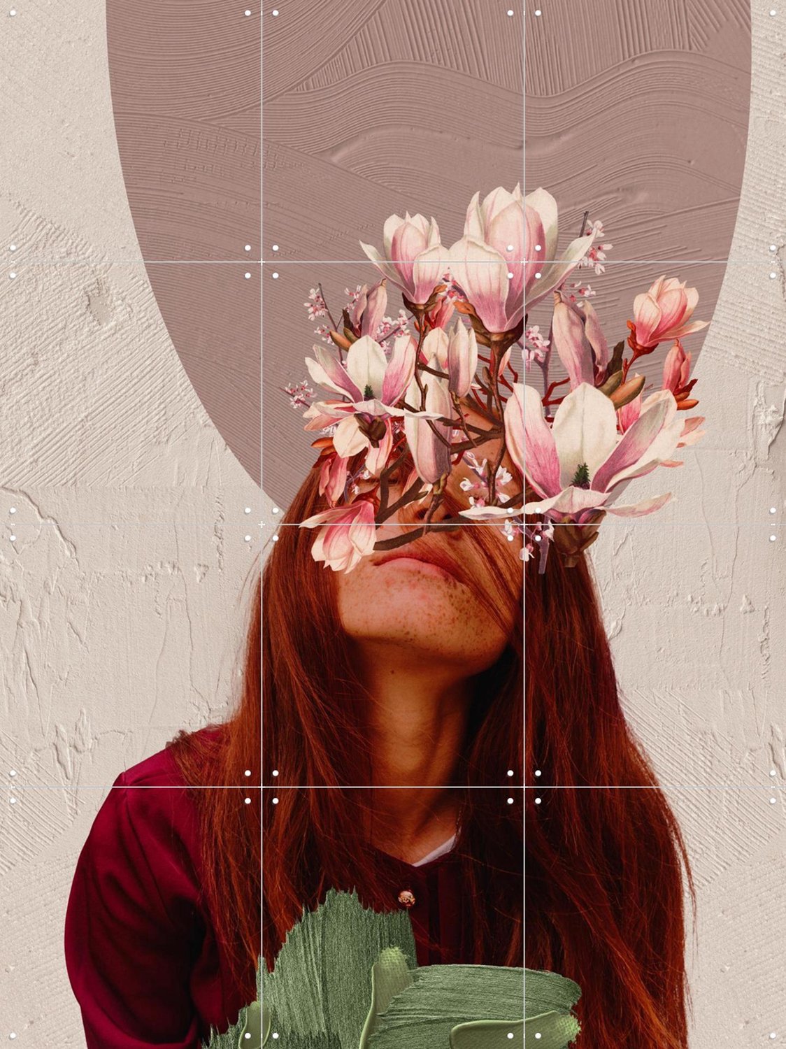 IXXI Septembers In Bloom, Frank Moth - 60 x 80 cm - Grote wanddecoratie en posters - Modern, Speels, Digitale Kunst, Gemengde Technieken, Surrealisme Groen / Roze
