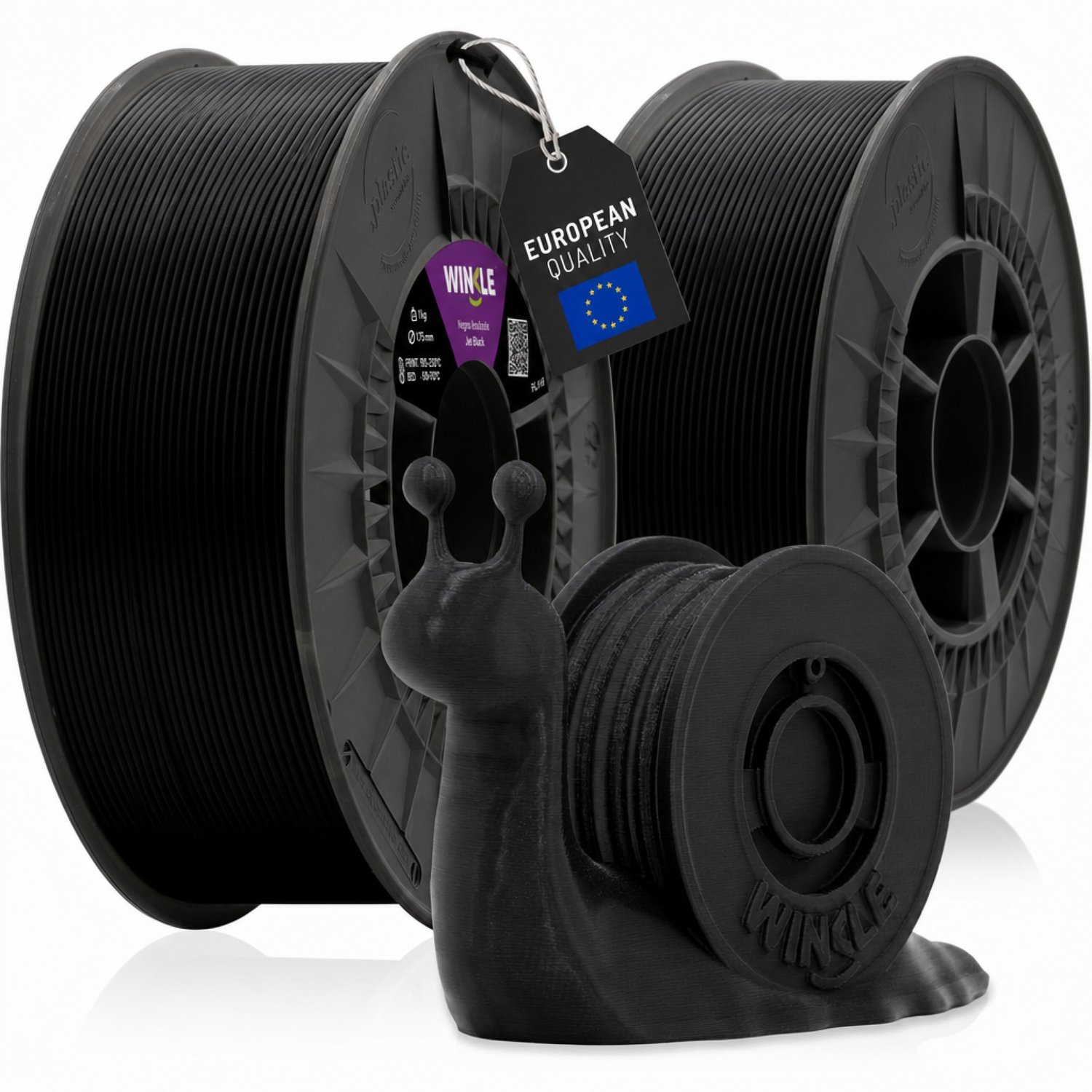 Winkle PLA HD 3D Filament - Filament voor 3D printer - Hoge Nauwkeurigheid - Zwart - 1,75mm - 2kg 2x Zwart