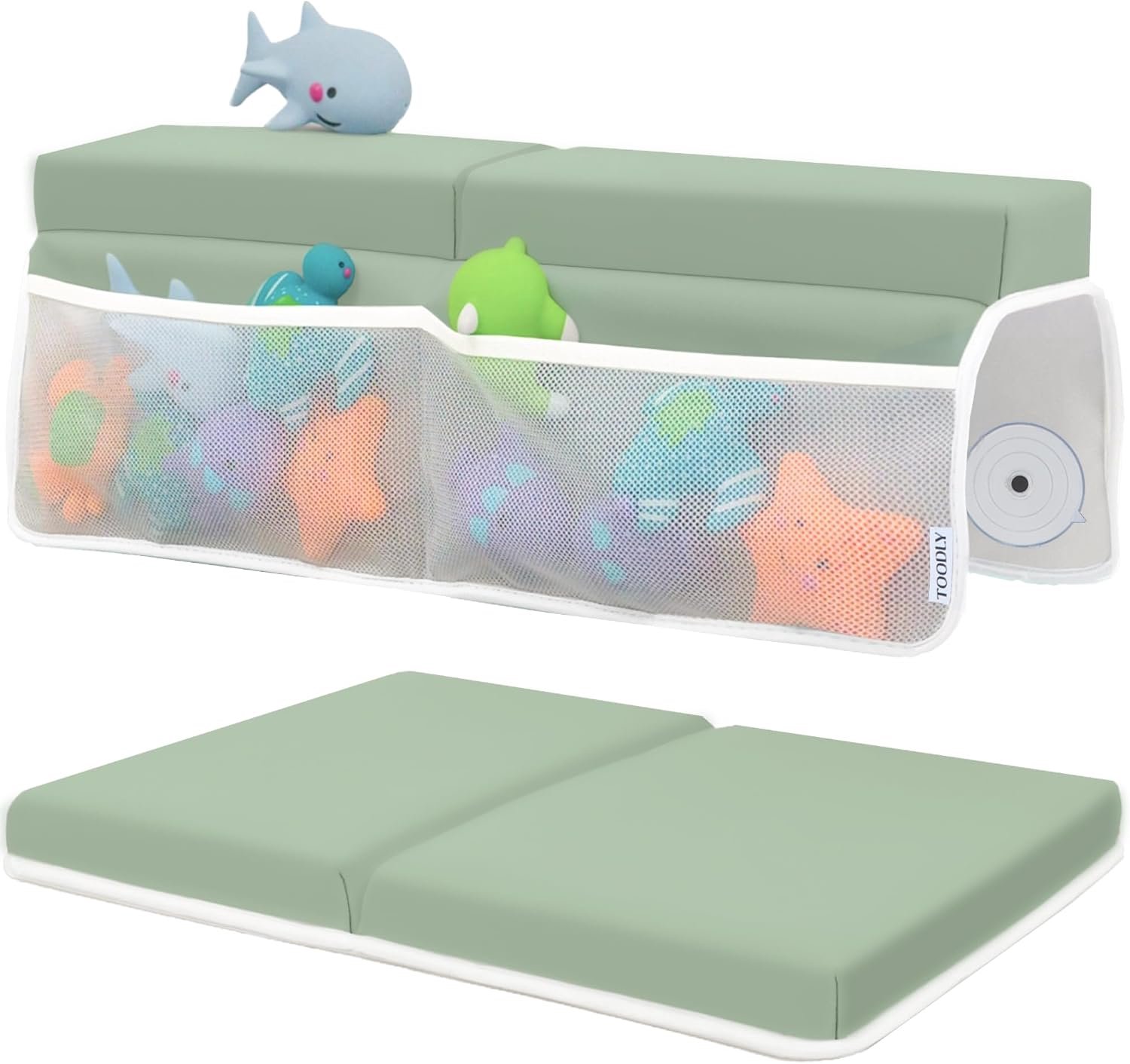 1 set - Babybadkussen - Babybadkussen met kniekussen en elleboogsteuning - elleboogkussen 56 * 42 cm + kniekussen 56 * 28 cm - Babybadkussen - Anti-slip en snel drogen - Opvouwbaar - Groen