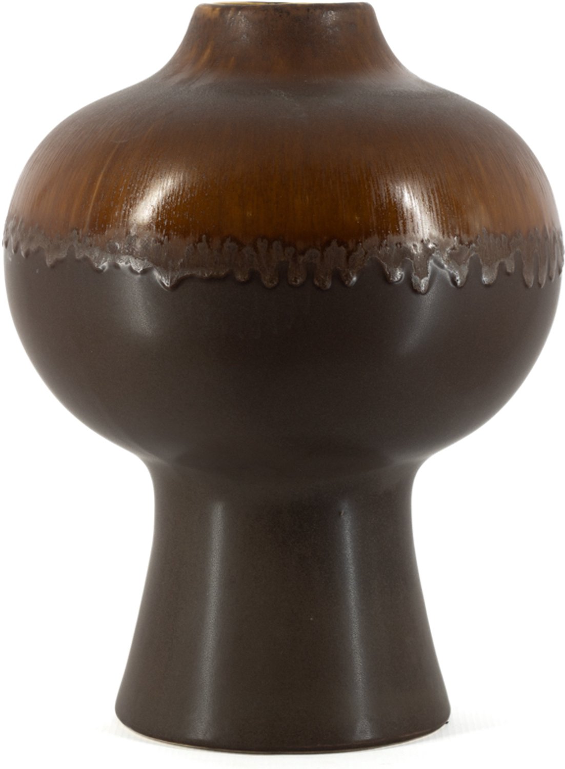 Aardewerk vaas Drip bruin