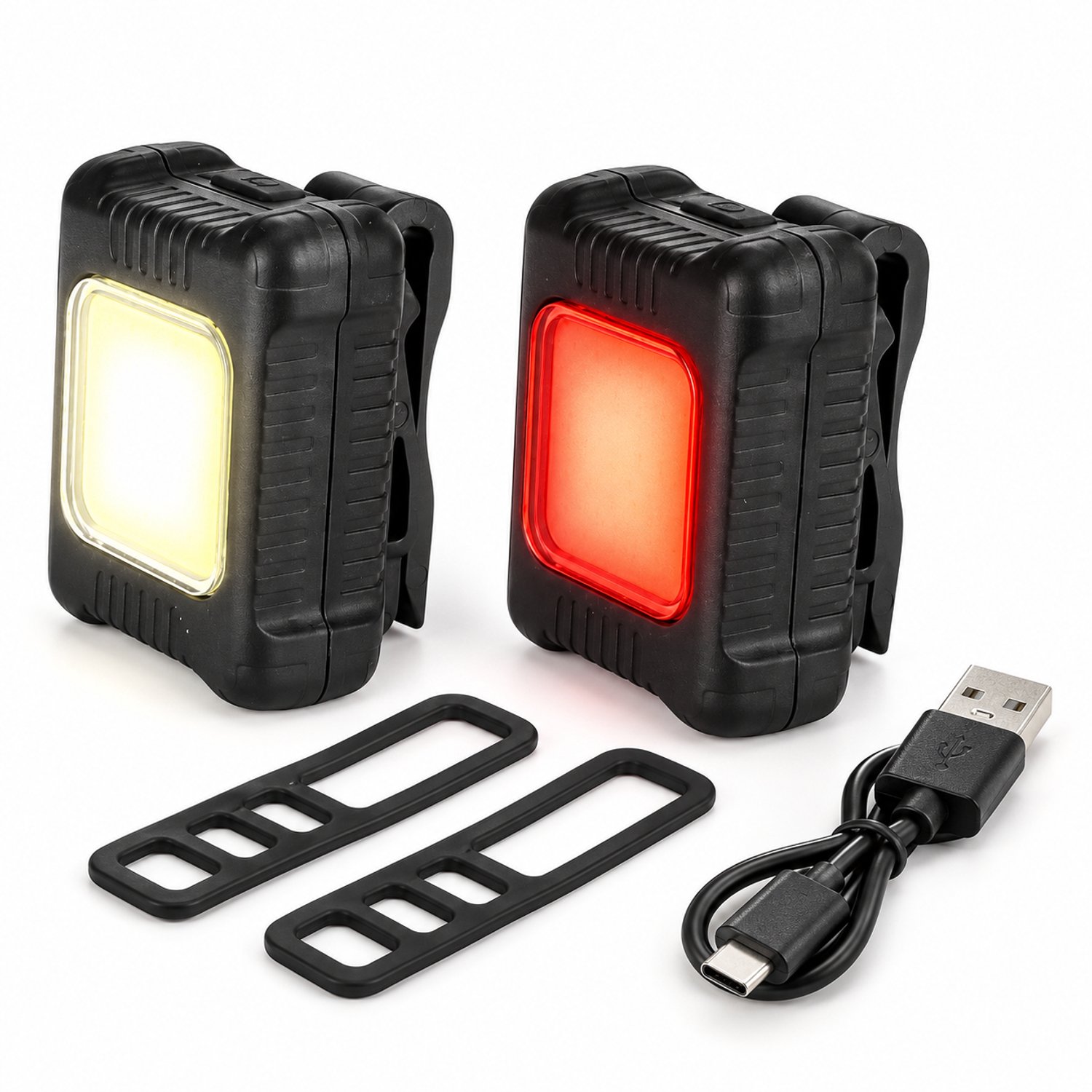 Fietsverlichting Set Oplaadbaar USB-C - Voorlicht en Achterlicht - COB - 3 Lichtstanden