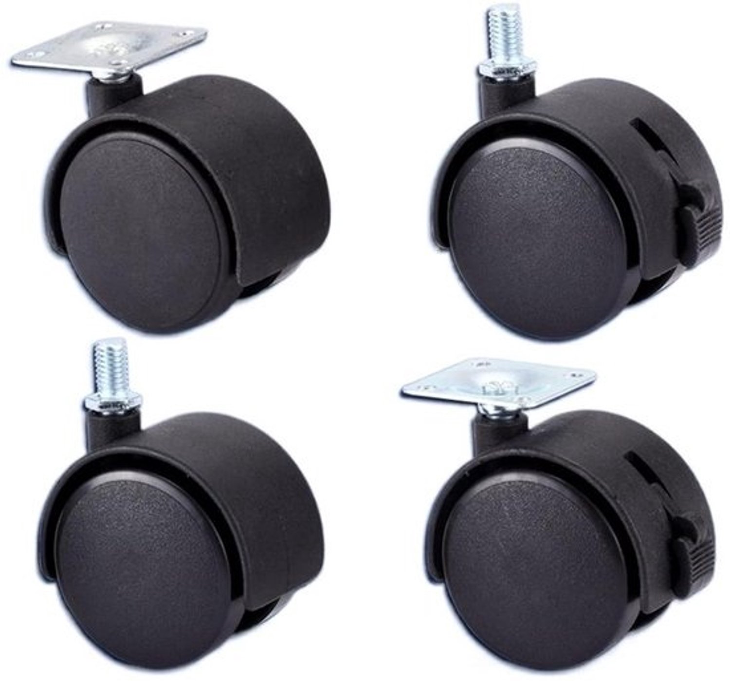 ZHaonan-meubelwielen met zwenkfunctie, 1,5 inch stoelwielen, meubelcasters, wielbeslag, 39mm M8 schroef/ plaat, draaibare caster, stille trolleyrem, beschermend en met sterk lager (Kleur: Schroef met Rem)