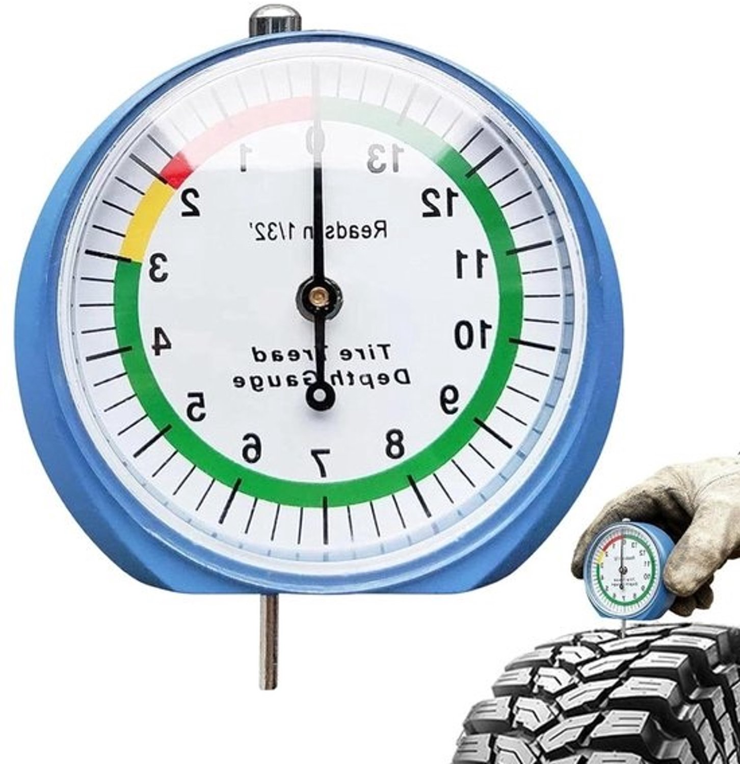 Bandenprofielmeter - Meter voor bandenslijtage - Voertuigonderhoud - Afleesbare schaal - 1/32 inch - null
