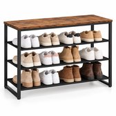 Muntel® Schoenenrek - 3 Planken - Metalen Frame - MDF Bovenblad - 77 x 31 x 65 cm