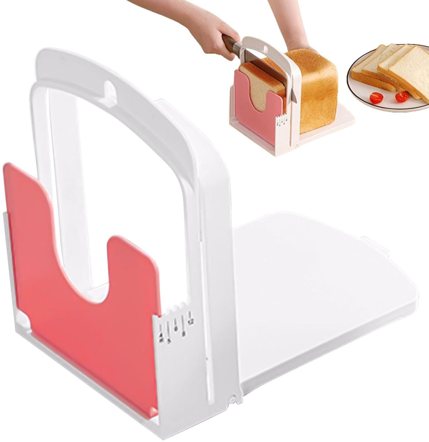 Broodsnijder - Toastsnijder - Sandwichsnijder - Snijgereedschap - Bakaccessoire - Met verstelbare geleider - Geschikt voor het snijden van hele sneetjes toast of versgebakken zelfgebakken brood - Wit