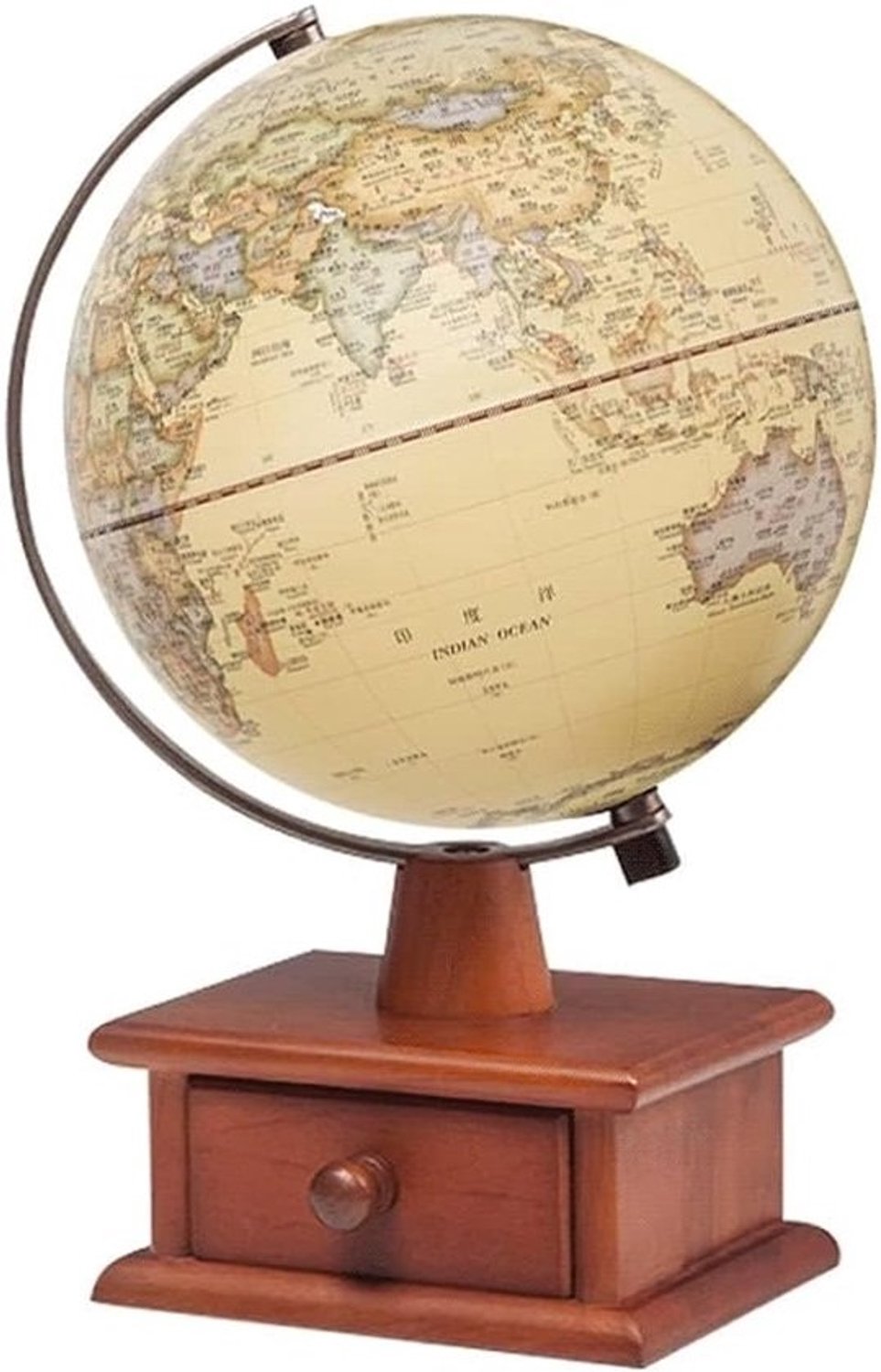 Verlichte Wereldbol - Educatieve aardbol - Geografie leren - Reliëfkaart - 20 cm - Vintage