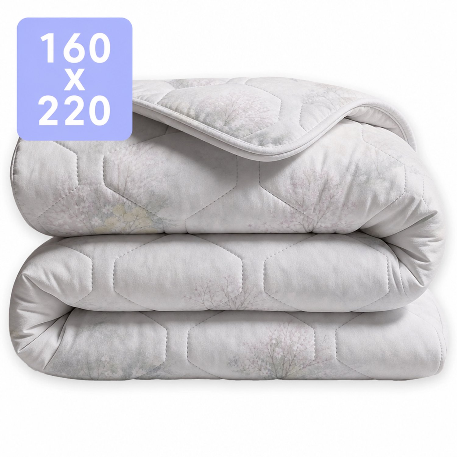 HappyBed Dekbed zonder overtrek 160x220 - 100% Katoen - Wasbaar Dekbed - Bedrukt dekbed zonder hoes - Hoesloos Dekbed - Twijfelaar dekbed - Flowers