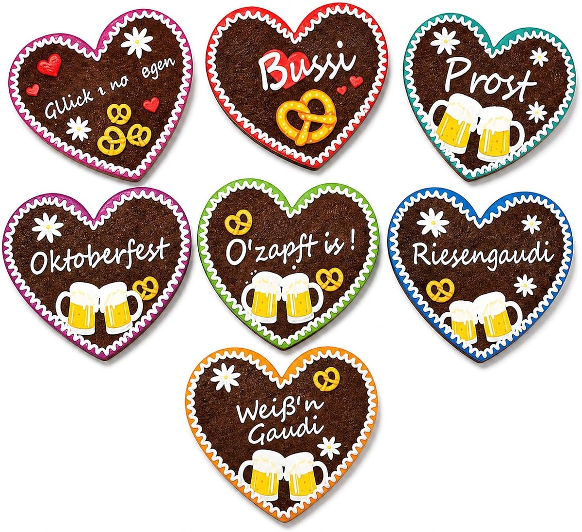 7 stuks Oktoberfest pin pin peperkoekharten vilten decoratie
