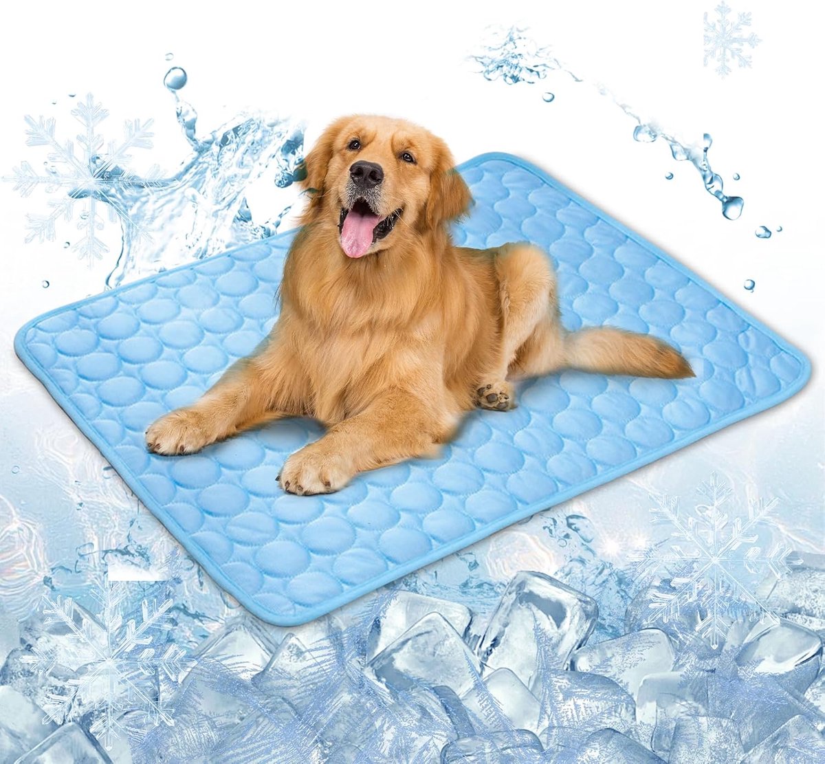 Koelmat voor honden, 100 x 70 cm, krasbestendig en wasbaar, koeldeken hond, niet giftig en opvouwbaar, zelfkoelende hondenmat, voor binnen, buiten en auto (XL/blauw)