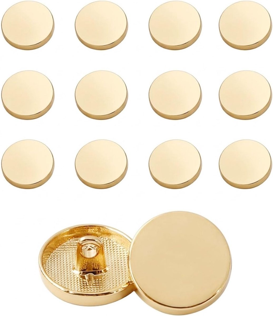 Knopen 15 mm blazer en jas, elegante ronde knopen van legering, voor pakken, jassen, broeken en naaiwerk, goud