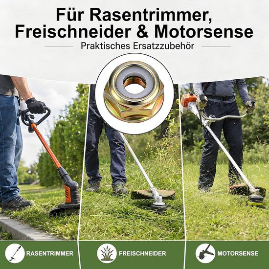 4 stuks linkse schroefdraad flensmoer M10 x 1,25 voor bosmaaier bosmaaier — afbeelding 3